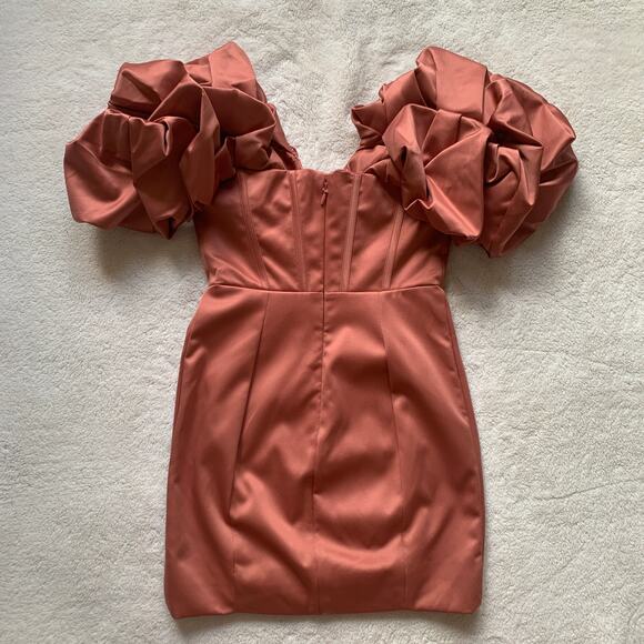 HOUSE OF CB Annabelle Rose Pink Strapless Corset Bustier Ruffle Mini Dress - Picture 12 of 16